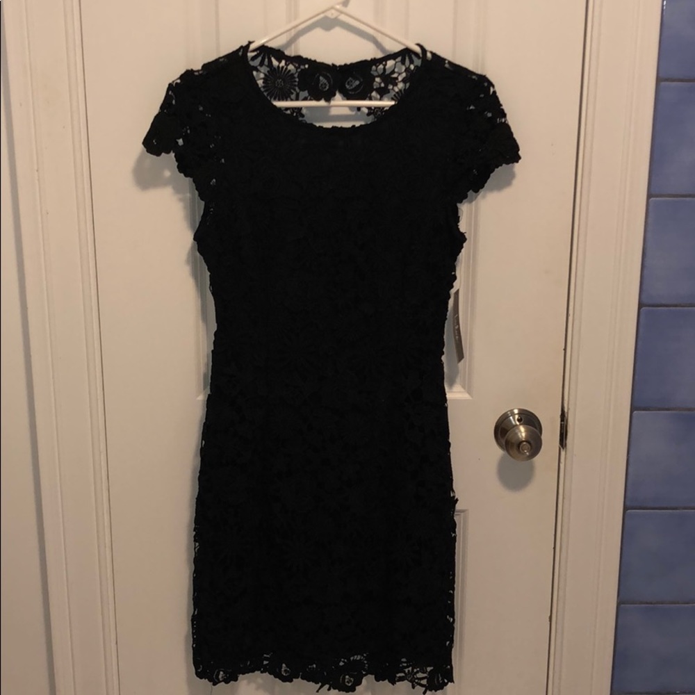 Lulus Romance Language Black Backless Lace Dress